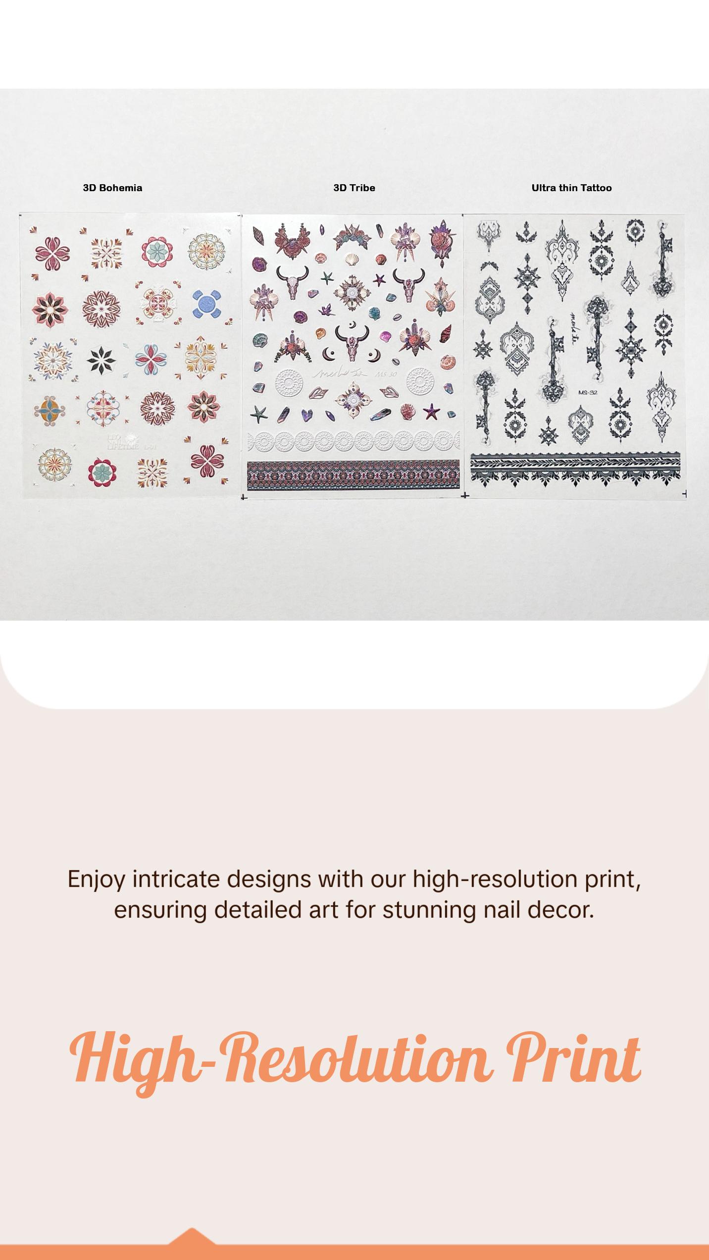 Mehndi Totem pattern nail sticker/ Tribe Hippy 3D Nail Art Stickers Self Adhesive Decals