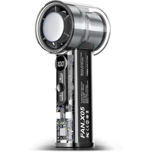 Portable Handheld Turbo Ice Fan – USB Rechargeable Mini Personal Fan with Ice Cooling, 1-100 Adjustable High Speed, Digital Display, Battery-Powered (Acrylic + ABS) – Ideal for Travel, Office & Outdoor Use