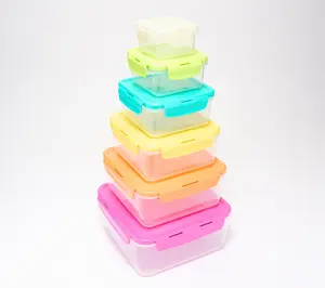 LocknLock S/6 Nestable Multi-Color Square Containers