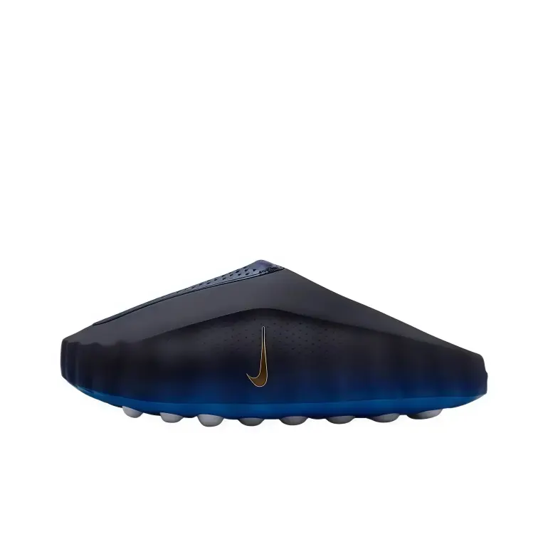 Slip on clog slides black blue gradient molded perforated upper gray traction sole futuristic silhouette comfy beach wear street aesthetic casual vacation unisex trending slides