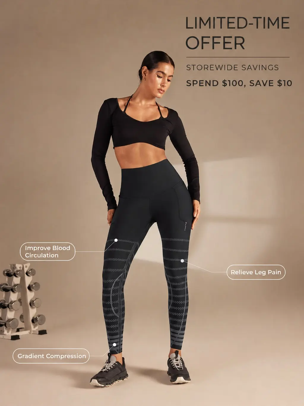 Fanka RecoverEZ High Rise Activewear Bottoms - Stretchy High Waist Compression Garment Leggings, Graduated Compression for Circulation Boost, Muscle Recovery Support, Athleisure Wear
