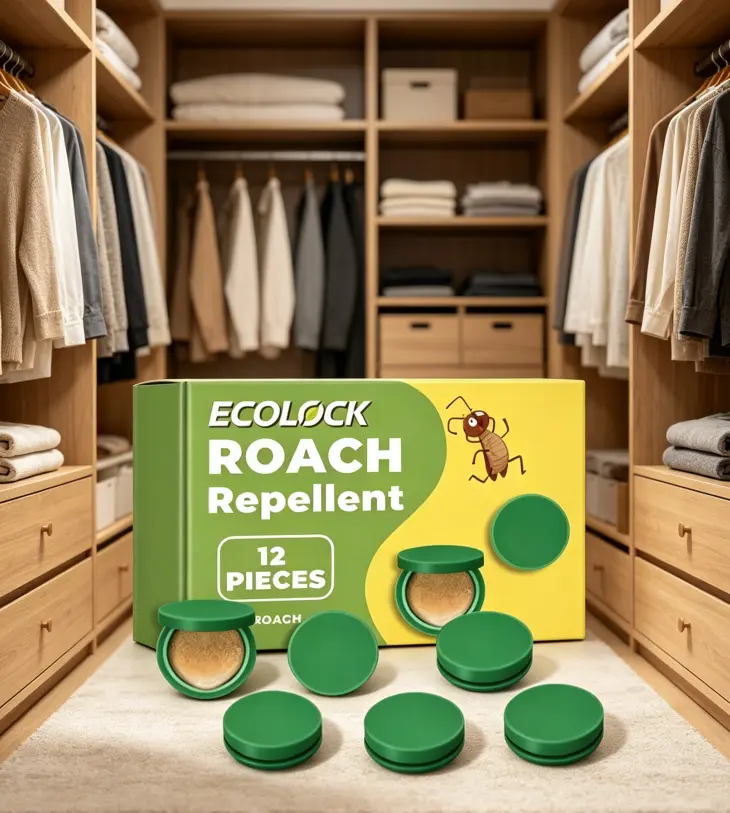 ECOLOCK Extra Strength Roach Repellent 12Pcs, Whole House Use Natural Cockroach Repellent Pods, Safe for Kitchen, Closet, Drawers, Bathroom, Cabinet & Any Indoor Corners