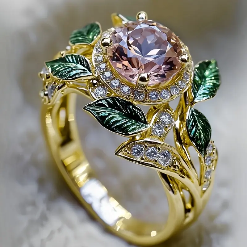 A Fashionable And Exquisite Fairy Engagement Ring Set with Dazzling Pink Wedding Ring, Wedding Ring, Proposal Ring, Suitable for Daily Wear At Dances, Banquets, Parties, Cocktail Parties, Etc, for Teenager