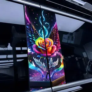2 pieces of rainbow rose vinyl car sticker printing suitable for B-pillar and door scratch resistant disposable car parts Universal car sticker Decal For Cars