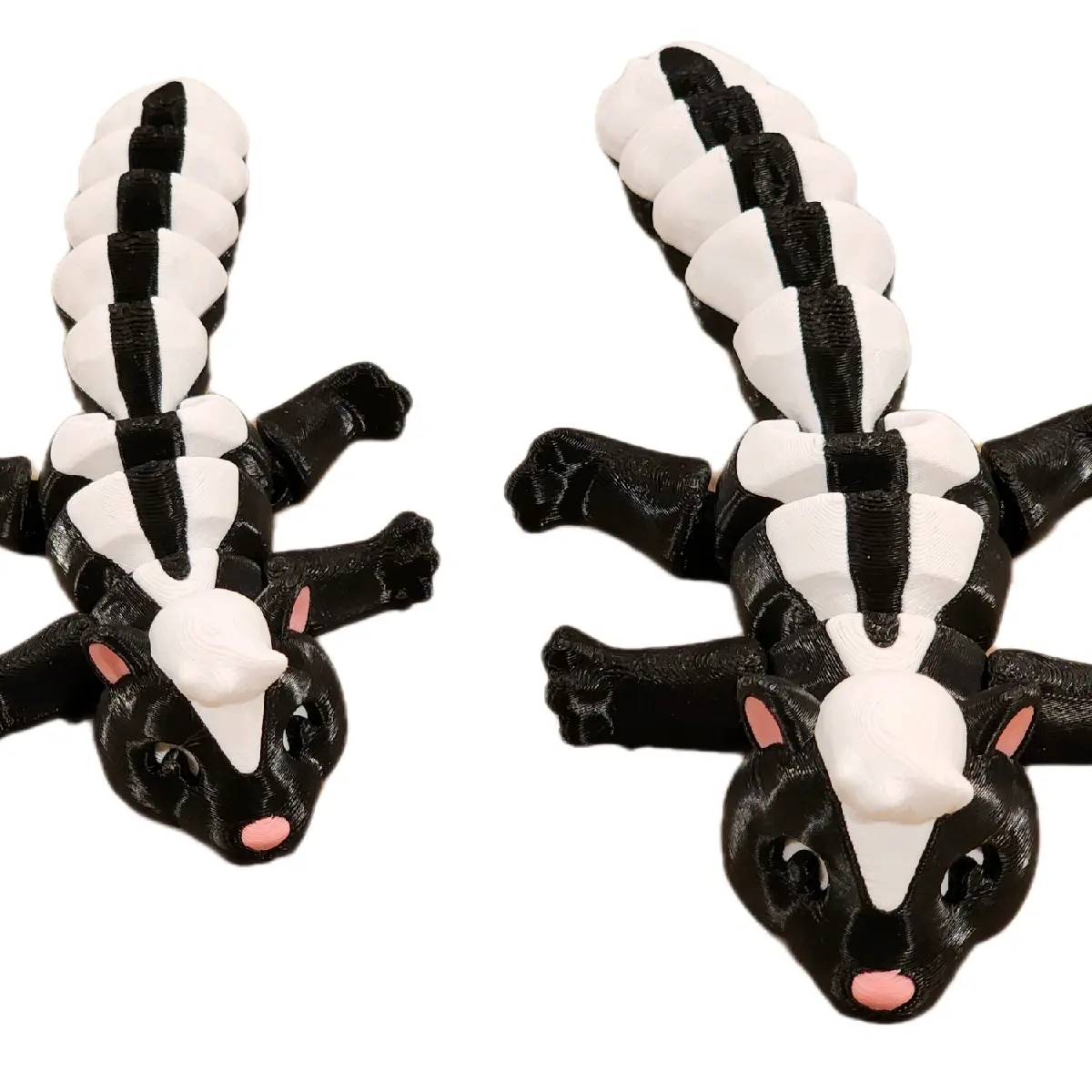 3d printed skunk decorative figurine with trash and cans  .