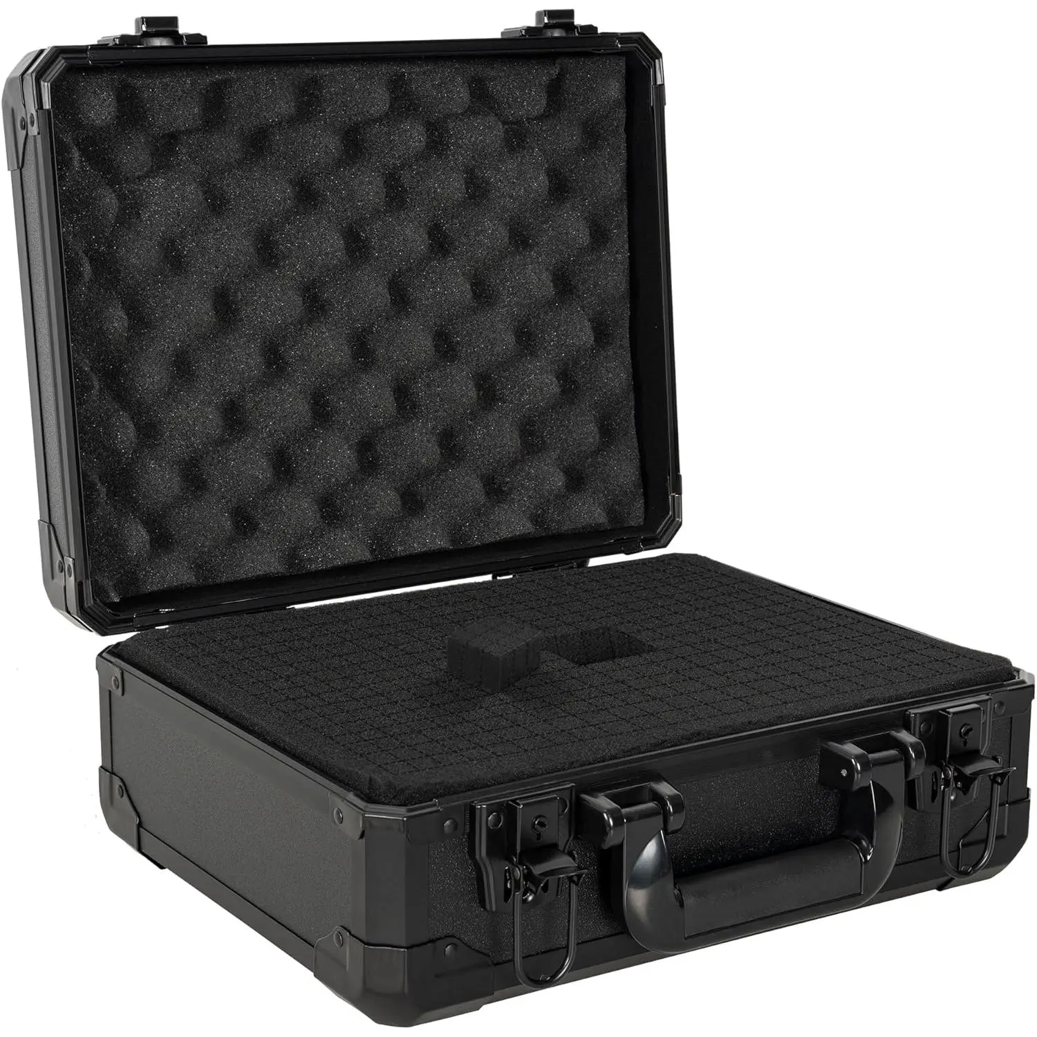 13 Inch Aluminum Carrying Case 13 X 10 X 5.5 Inch Ideal for Microphone & Camera Gear Transportation, DJ Mixer Case with Customizable Pre-Diced Foam, Black