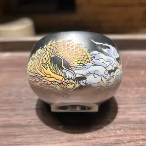 Golden Dragon on Silver Artisan Jianzhan Teacup - Hand-Painted Metallic Ceramic Tea Cup