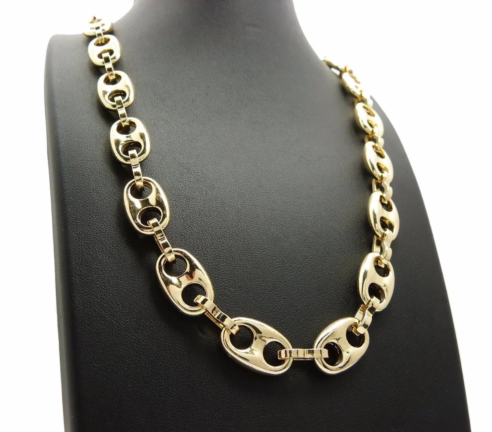 MaxBling81 Unisex Gold-Plated Mariner Chain Necklace - 12mm Hip-Hop Gold Statement Chain, Rapper Style Costume Jewelry Accessory, 20" 24" 30" Lengths Available, Mariner Chain Necklaces