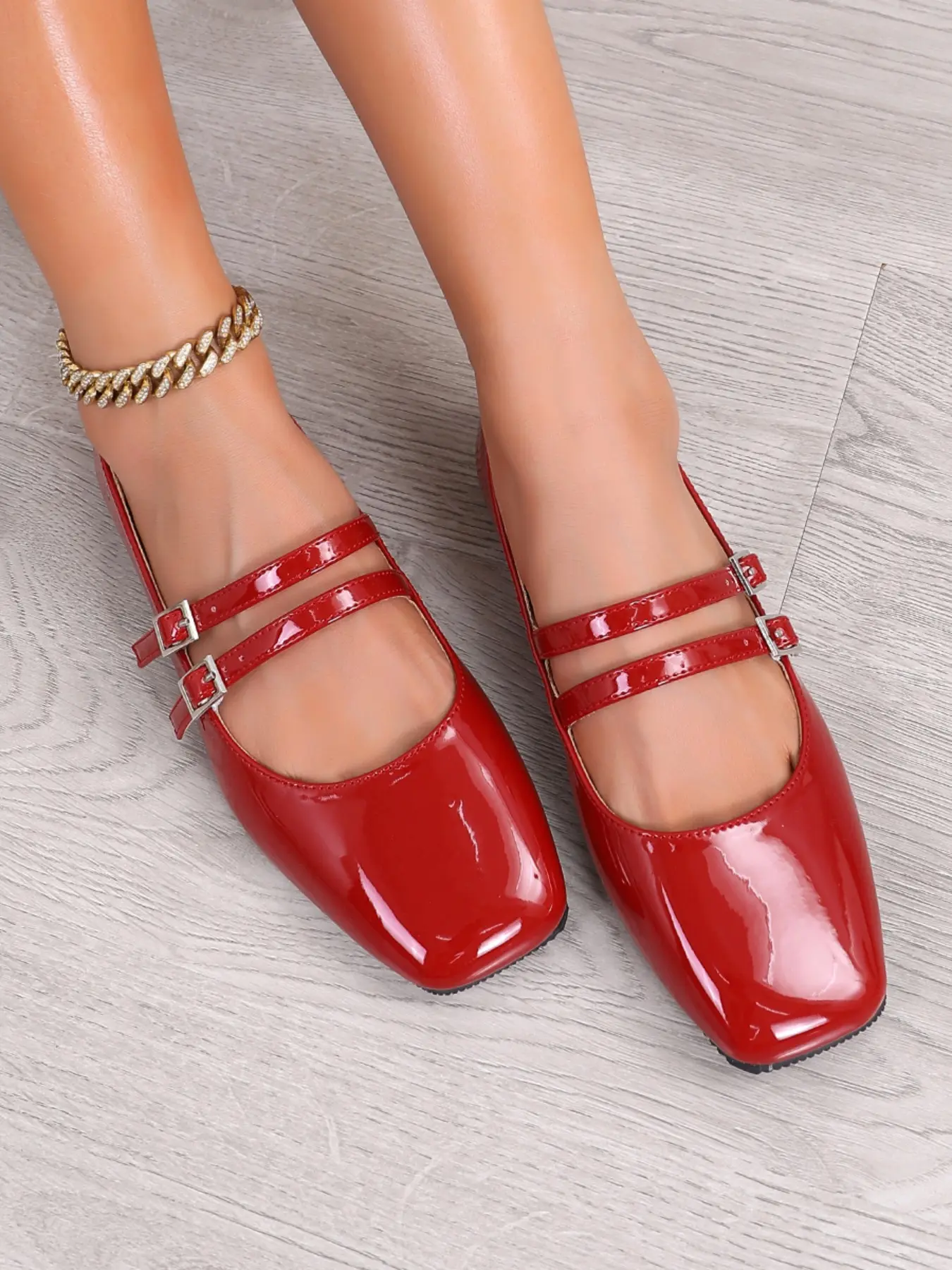 New Fashion Square Toe Plain Color Rubber Low-Top Flat Women's Shoes, Elegant Large Size Casual Trendy Flat Slip-On Shoes for Fall & Winter Footwear Casual Fashionable Flats Slip Ins Shoes