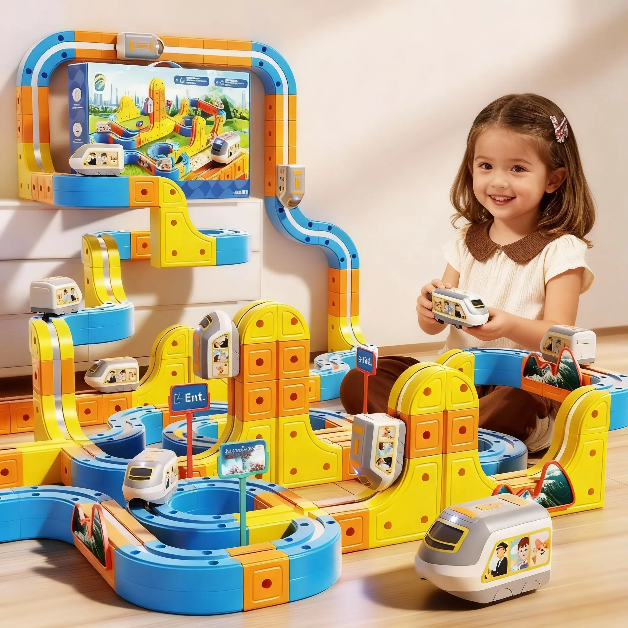 167PCS Electric Train Set Flexible Race Track Rail Toys, Building Toy Train Track Gravity-Defying 3D Embedded Layouts & Motorized Car, STEM Learning Gift