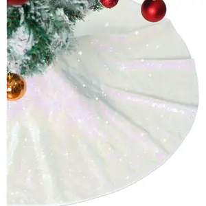 50" Round Sparkly Iridescent Sequin Christmas Tree Skirt Large Ornaments for Xmas New Years Party Decorations