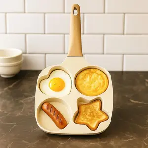 Mother's Day Non-Stick 4-Hole Star Egg Pan – Granite-Style Pancake Skillet with Wooden Handle | Small Frying Pan for Eggs, Omelets, Toast, Pancakes, Crepes, Sandwiches | Easy-Clean, Multifunctional Kitchen Gadget & Birthday Gift cheap christmas gifts