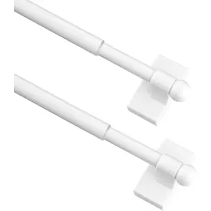 Magnetic Curtain Rods Multi-Use Adjustable Appliance Metal Doors Magnetic Rods, 16-28 Inch, 1/2 Inch Diameter, 2 Pack,White