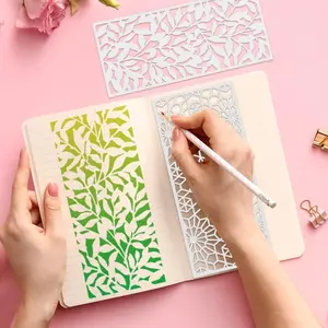 15PCS Reusable Craft Templates Including Texture Templates, Background Templates, Leaf and Flower Templates for Painting on Furniture, Cards, Canvas, Paper, and Scrapbooks