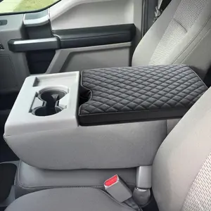 Center Console Cover for F150 2015-2024 & F250 F350 F450 2017-2024 Leather Arm Rest Box Lid Middle Console Accessory -