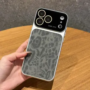 Luxury Leopard Print Large Viewfinder Phone Case, Compatible with iPhone 17 Pro Max to iPhone 14, Made of TPU+PC+PU Leather, Full Camera Protection, Anti-Drop, Anti-Slip, Shockproof Protective Cover, Fashionable and Unisex.