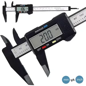 150mm 100mm Electronic Digital Caliper Carbon Fiber Dial Vernier Caliper Gauge Micrometer with LCD Display USB Connectivity Durable Plastic for Industrial & Automotive Applications, Lcd Screen, Measuring Tool