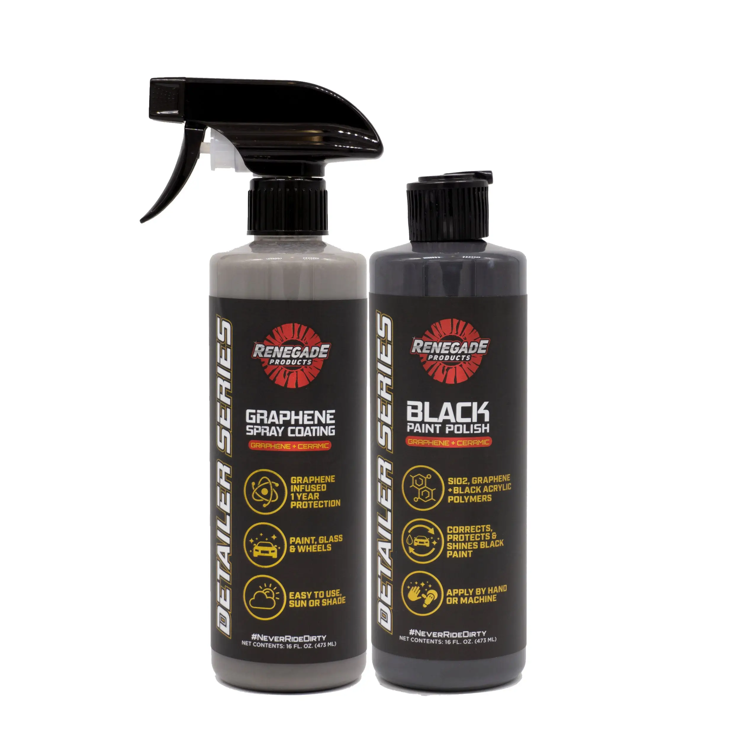 Renegade Products | Graphene Polish & Protect Kit - Detailer Series Graphene Spray Coating & Ceramic Black Paint Polish for Enhanced Gloss & UV Protec