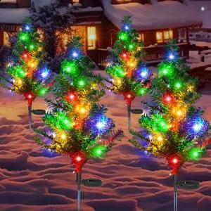 solar led christmas tree lights, ip65 waterproof outdoor garden pathway outdoor decorative lights decorations, pre-lit solar powered yard lawn lamp set