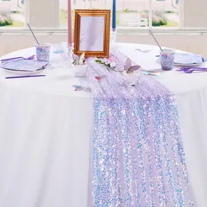 1Pc Sequin Party Table Runner, Colorful Mermaid Sequin Table Runner, Mermaid Ocean Theme Sequin Table Cloth For Party Decoration, Birthday Party, Baby Shower,  Party decoration
