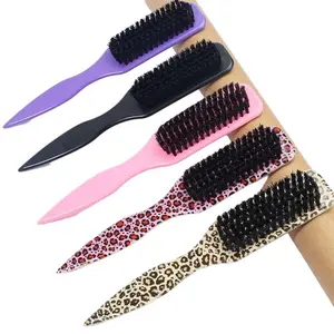 1pc/2pcs/3pcs/5pcs Smooth Back Hair Brush, Soft BristleBeard Brush, Leopard Printed Comb, EdgeBrush For Trimming Hair Edges, ProvidingLuster For All Hair Types, Straightening CurlyHair, Restoring Shine And Texture, Hair Clip, Home Supplies