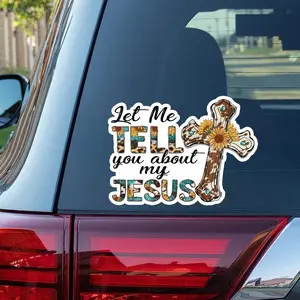 (3pcs) Flowers with Cross of Christ The Christian Faith Let Me Tell You about My Jusus Viny Sticker God Jesus Christianity Religious Jesus Faith Sticker, Vinyl Waterproof Sticker, Sticker Decal Car Laptop Wall Window Bumper Sticker