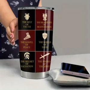 1pc of Christian Gifts Suitable for Both Men And Women - Ideas for Religious Presents - Gifts for Father'S Day, Christmas, And Birthdays for Men - -Themed Gifts - Christian Coffee Mug - 20Oz Stainless Steel Tumbler Featuring The Armor of God