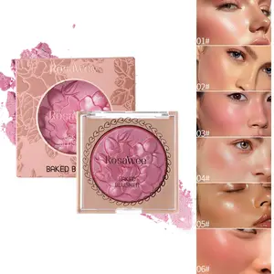 Highlighter Blush Duo, Silky Blendable Face Makeup for All-Day Wear, Glowing Baked Blush Palette for Natural Rosy Complexion, Beauty Cosmetics