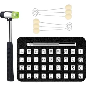 36 Pcs Leather Letter Stamping Kit 6mm Leather Letter Stamps Leather Stamping Tools with 6 Wool Daubers Ball Brush Rubber Hammer for DIY Leather Crafts
