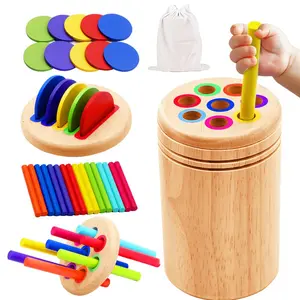 Montessori Toys for 3 Year Old, Dual Play Wooden Educational Color Sorting Toy Toddler Preschool Learning Activities, Fine Motor Skills Sensory Toys for Toddlers 3-5 Girl Boy Birthday Gifts, Preschool Learning Tool