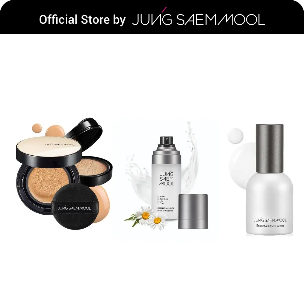 [Essential Set] Essential Skin Nuder Cushion (Medium), Essential Mool Micro Fitting Face Mist (55ml), Essential Mool Cream (30ml) Set Foundation Makeup