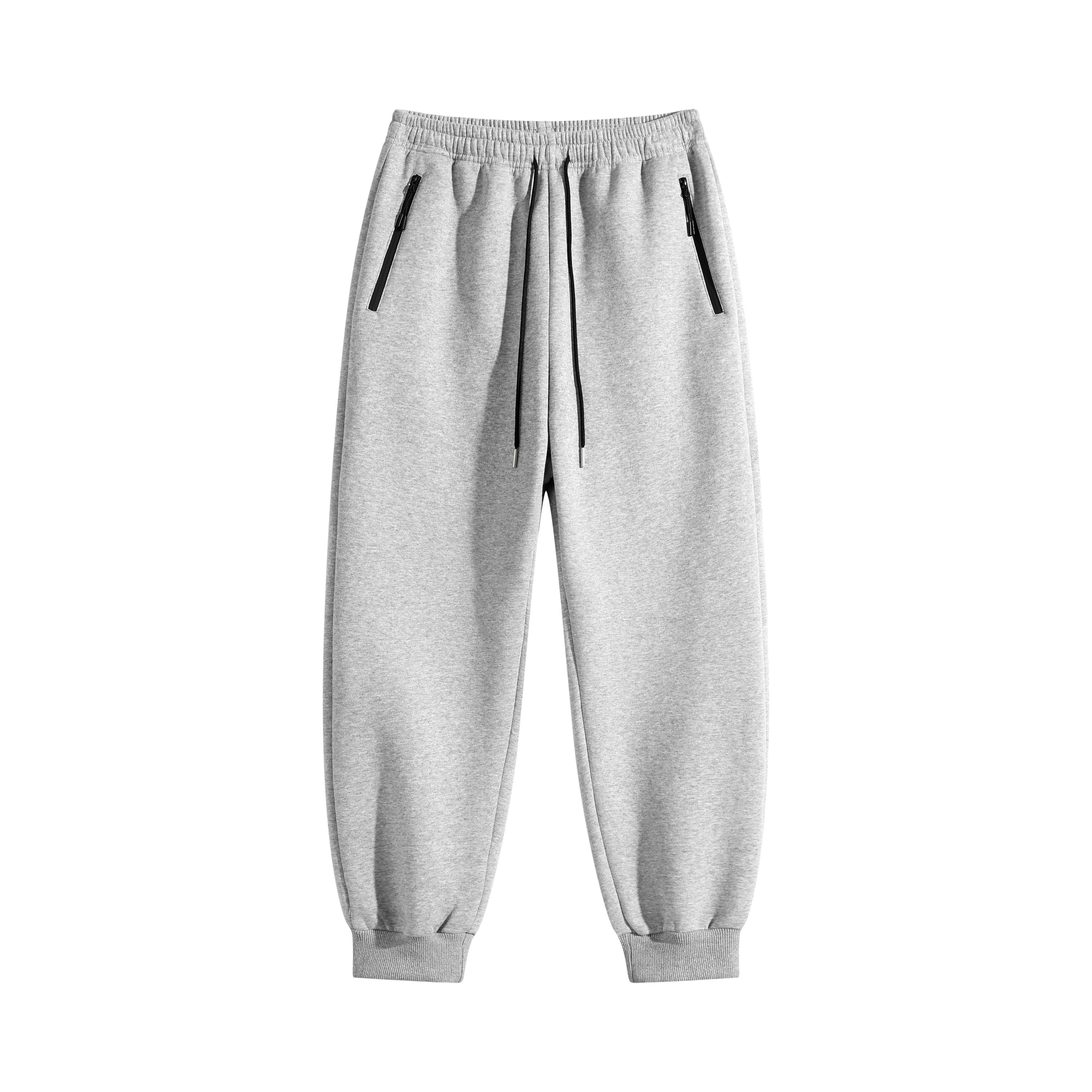 3-Piece Set Breathable Cotton Track Joggers, Elastic Waist Cuffed Sweatpants with Anti-Theft Zippered Pockets