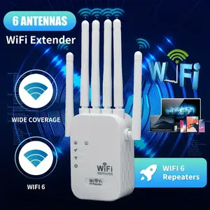 WiFi Extender 2025, 1200Mbps WiFi Booster Dual Band 5GHz/2.4GHz, Up to 1000 Sq.ft, with 6 Antennas, Ethernet Port, and Easy Setup for Home Network Adapter, Wifi Extenders Signal Booster for Home