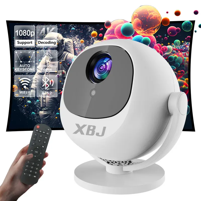 XBJ Portable Projector with WiFi 5G & Bluetooth, HD Home Video Projector for Outdoor Movies, 200" Screen with Built-in Speaker, Support 360° Correction Audio projector 4k projector for bedroom projectors