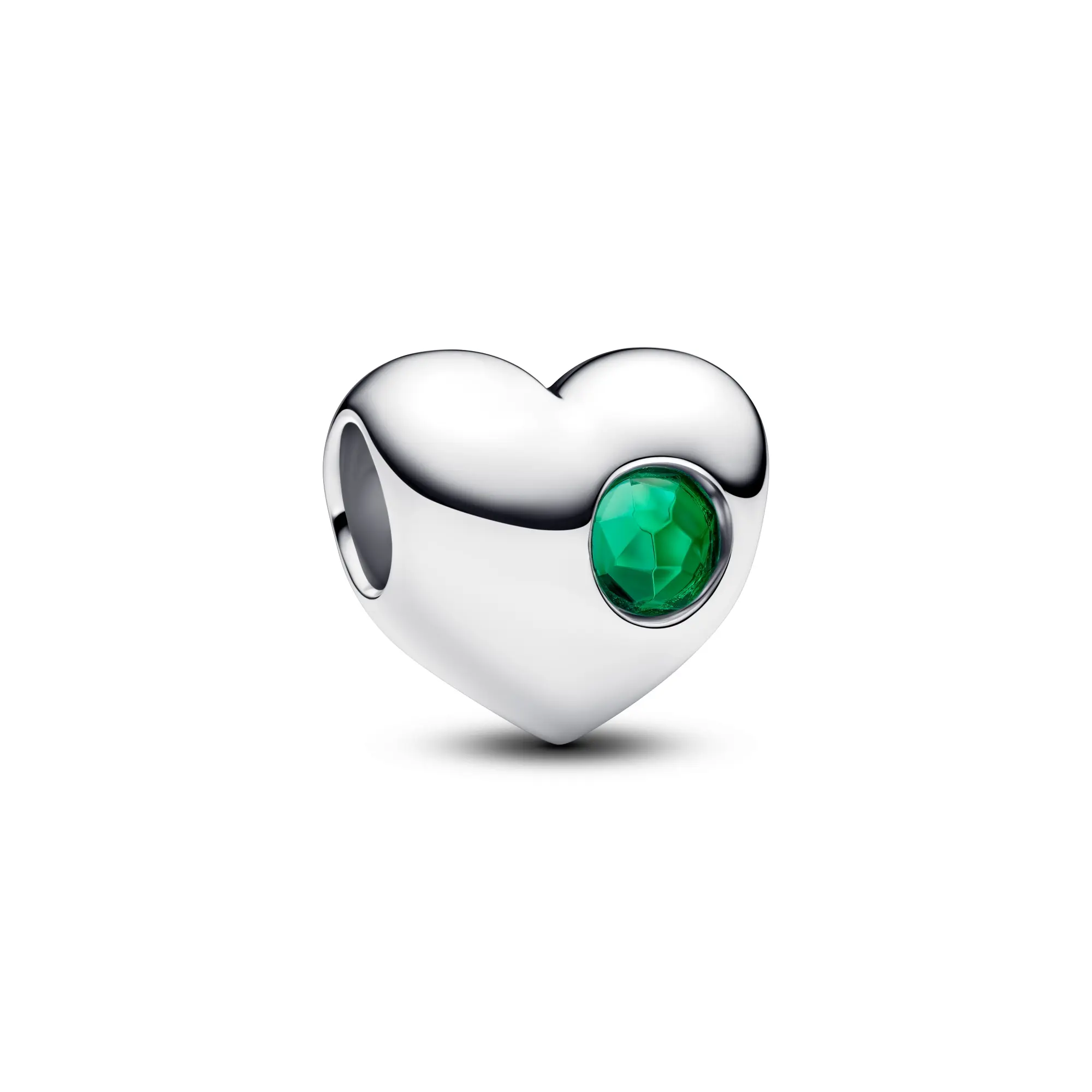 Pandora Engravable Green Stone Heart Charm 794161C05, Bejeweled Style Personalized Costume Jewelry, Flush-Set Man-Made Green Crystal Charm & Pendant, Charms & Pendants, Flush Set Gem