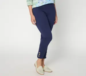 Belle Beach by Kim Gravel Regular Ponte Starfish Button Cropped Pant