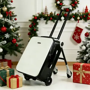 Rideable Luggage for Kids,Hardside Scooter Ride On Suitcase - Cute Lightweight Kids Luggage sets with Spinner Wheels, Bold Aluminum Alloy Makings with Child Seat Design,20'' Hardside Carry Luggage for Travel-Fun LED Lights Traveling Families Durability