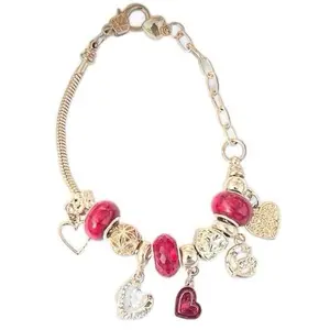 Energy Charm Bracelets Radiant gold/Silver Dangle with Red Gems & Heart Charms for Personalized Style and Positive Energy meaningful jewelry