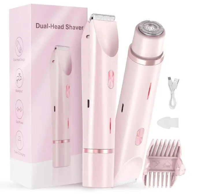 Women's Rechargeable 2-in-1 Waterproof Bikini Trimmer Razors - Electric Shaver & Epilator with Dual Heads for Painless Body Grooming for Her Adults, Portable Travel Essential (Beauty & Personal Care), Hair Removal