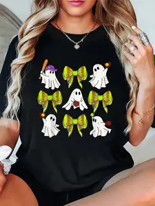 Halloween Softball Ghosts Softball Daughter Girls Mama Dad T-Shirt women's graphic tees