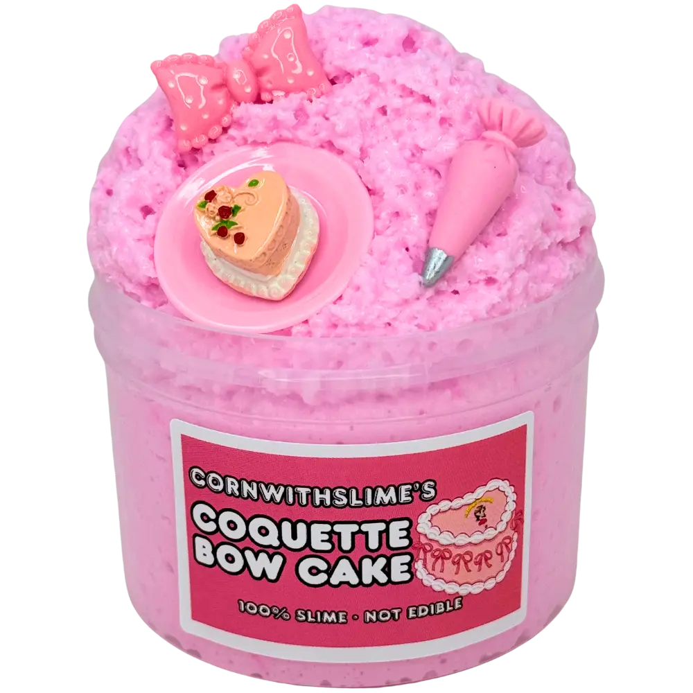 Coquette Bow Cake 8oz Slime Snow Fizz Texture Scented Raspberry Lemon Cake