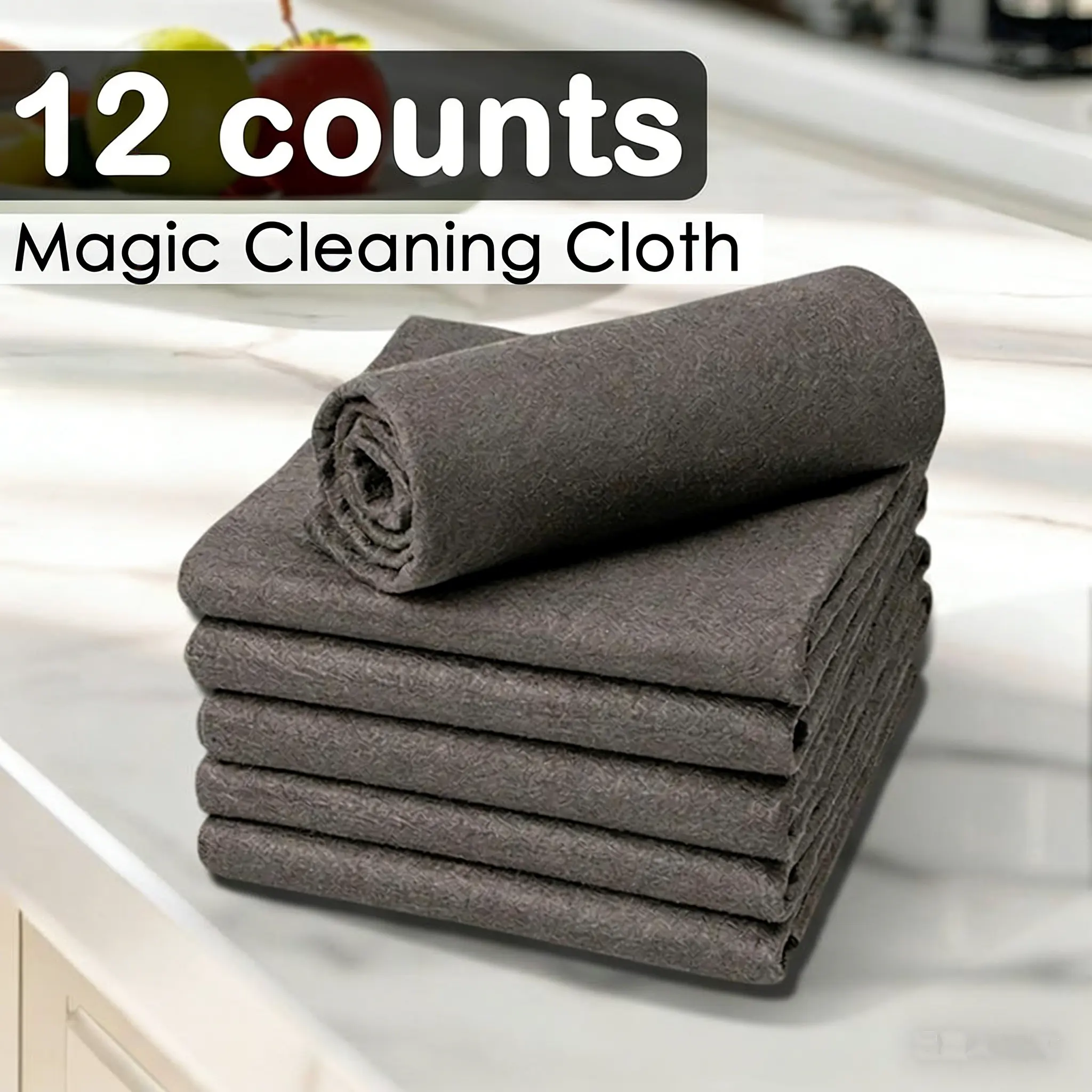 12 Counts Thickened Magic Cleaning Cloth Microfiber Streak Free Cloth Reuseable Magic Fiber Towels Rags Cleaning Cloths with Multipurpose Use Miracle Cloths for Glass Kitchen and Vehicle Windows