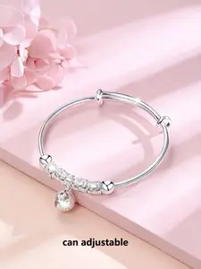 925 Silver Lace Pattern Bangle Bracelet for Women, Pretty Bracelet, High Appearance, Popular Gift for Valentine's Day & Spring