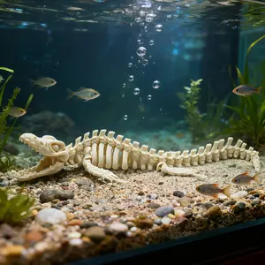 Large Realistic Mosasaur Skeleton Aquatic Aquarium Ornament - Detailed Dinosaur Bone Replica with White Fins, Paleontology-Themed Centerpiece for Fish Tank & Collector's Display, Aquarium Decor, Fish Tank Decorations