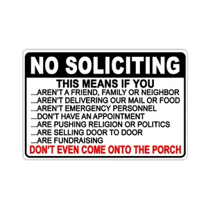 1pc Metal Tin Sign - "No Soliciting & Knock The Door" Funny Warning Wall Art Poster Decorative Signs & Plaques For Gate, Door, Backyard, Cafe, Bar, Man Cave, Home, Bedroom, Living Room, Garage, Pub