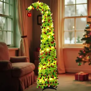 Christmas Clearance Sale 5Ft Whimsical Pop up Christmas Tree Pre Lit Christmas Tree with Lights or Wooden Ornaments Bendable Collapsible Artificial Viral Christmas Tree for Holiday Party Home Office Xmas Tree Outdoor Christmas Decorations Xmas Gift