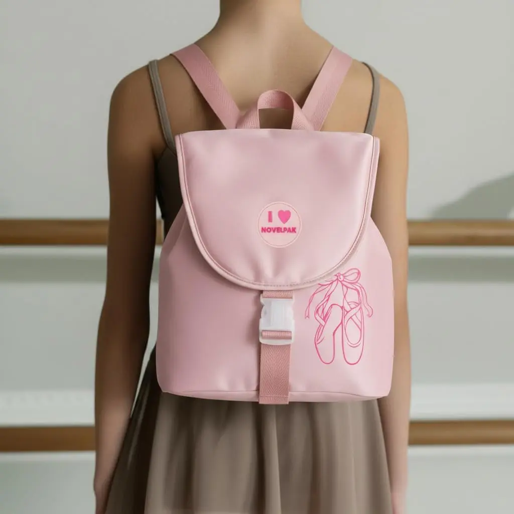 Ballet Dance Backpack - 15 Liter Team Bag with Replaceable Badge（Powder Pink）
