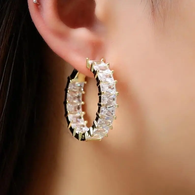 Baguette hoops earrings