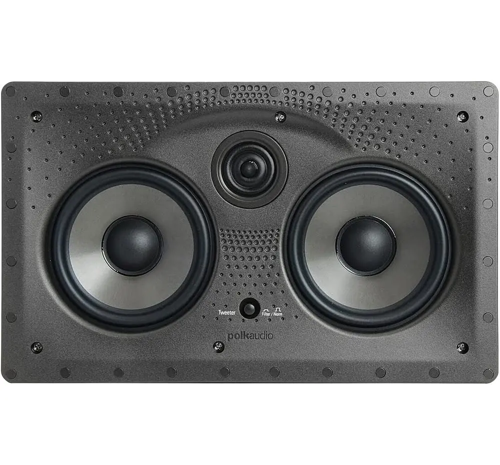 Polk Audio Vanishing Series 255c-LS Metal In-Wall Center Channel Loudspeaker - Home Cinema Flush Mount Speaker with Dual 5.25" Dynamic Balance Dynamic Drivers, 1" Ring-Radiator Tweeter, PowerPort Technology, Rotating Cam Installation System, Bass Speakers