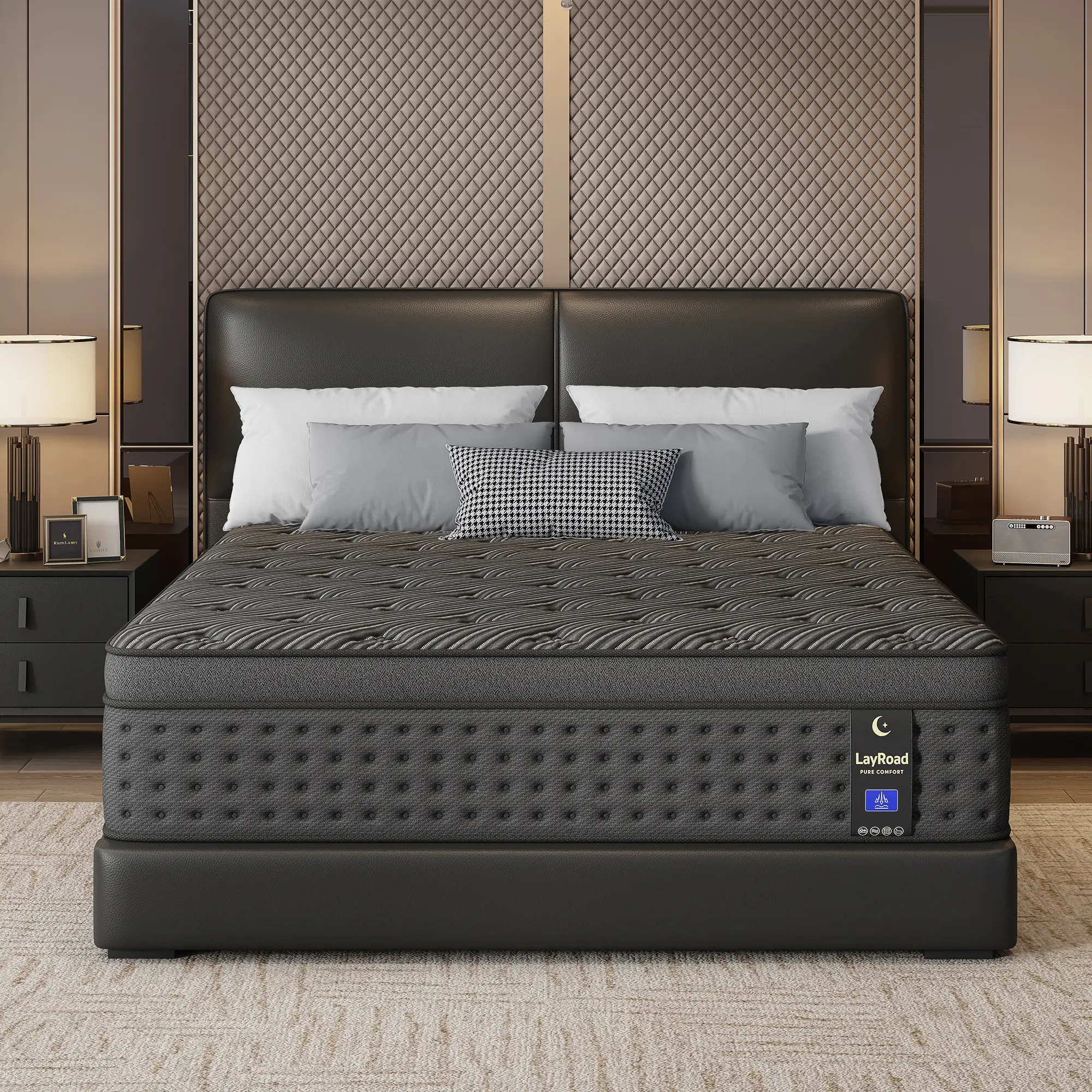 LayRoad Queen Size Mattress, 12/14 Inch Hybrid Mattress in a Box Gel Memory Foam and Pocket Springs with Motion Isolation, Medium Firm, Pressure Relief, CertiPUR-US & OEKO-TEX STANDARD 100 Certified
